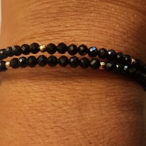 3-3.5mml Beaded Bypass Cuff Bracelet in 14kt Yellow Gold